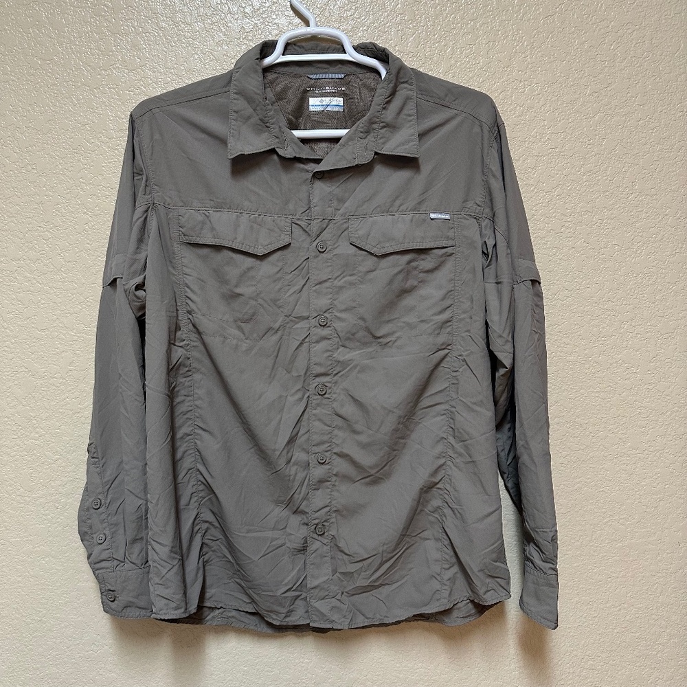 Columbia Vented Fishing Shirt Size XL Beige Omni Shield Outdoors
